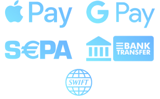 ApplePay, GPay, SWIFT, SEPA, Bank Transfer